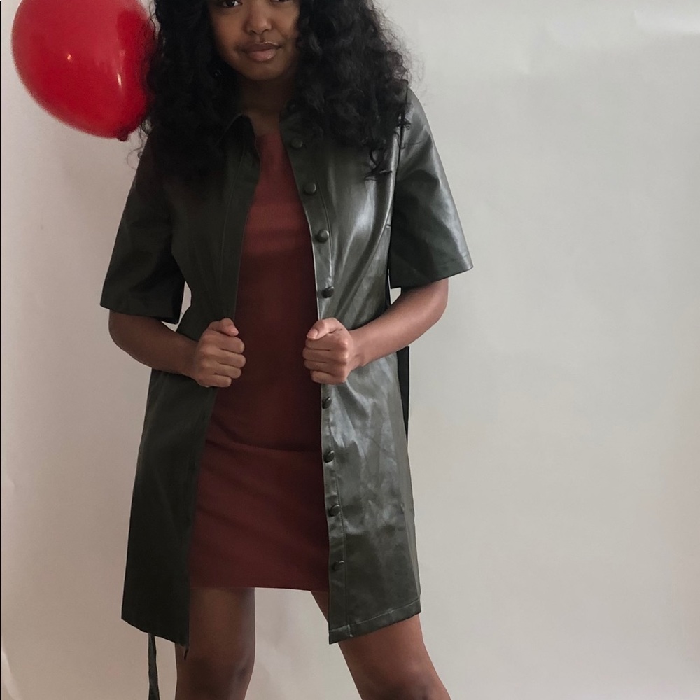 Green latex dress with red tank dress